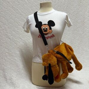 RARE 1980s Vintage Mickey's Pals Pluto Plush Purse